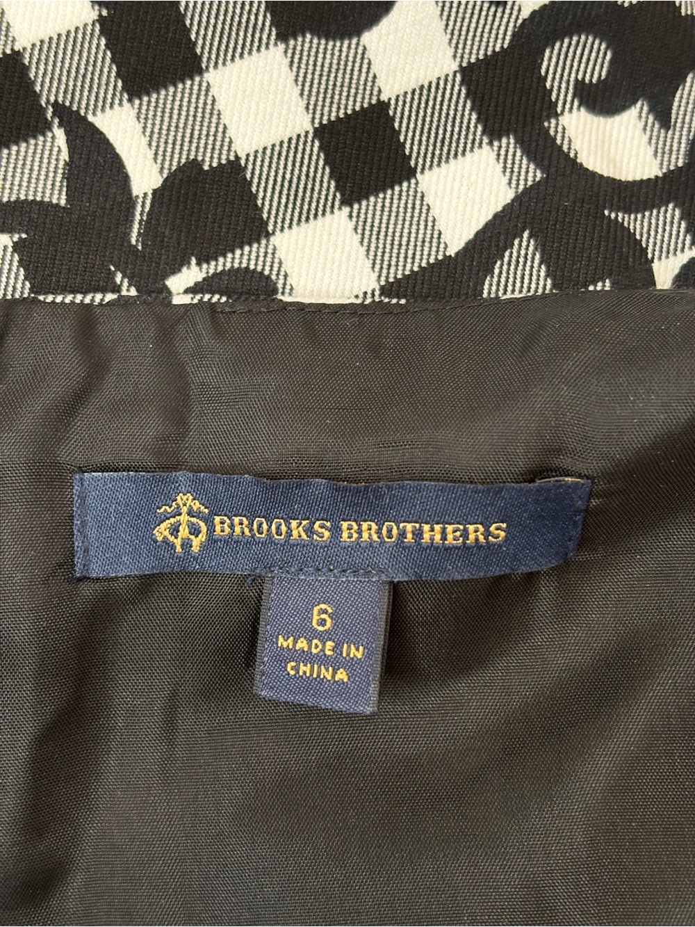 Brooks Brothers Gingham Floral Fit & Flare Dress Preppy Pockets Black White 6 - Picture 9 of 12